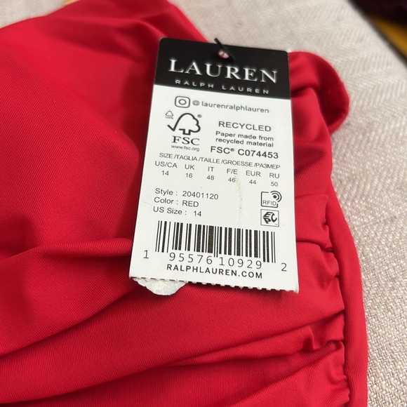 Lauren Ralph Lauren Women's Beach Club Soids Toggle Underwire Camikini Red 14 - Picture 4 of 7